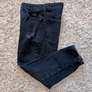 Old Navy high-rise slouchy Street secret slim pockets black Jean-8